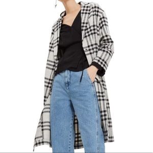 Topshop Window Pane Plaid Duster Coat  Size 2 NWT
